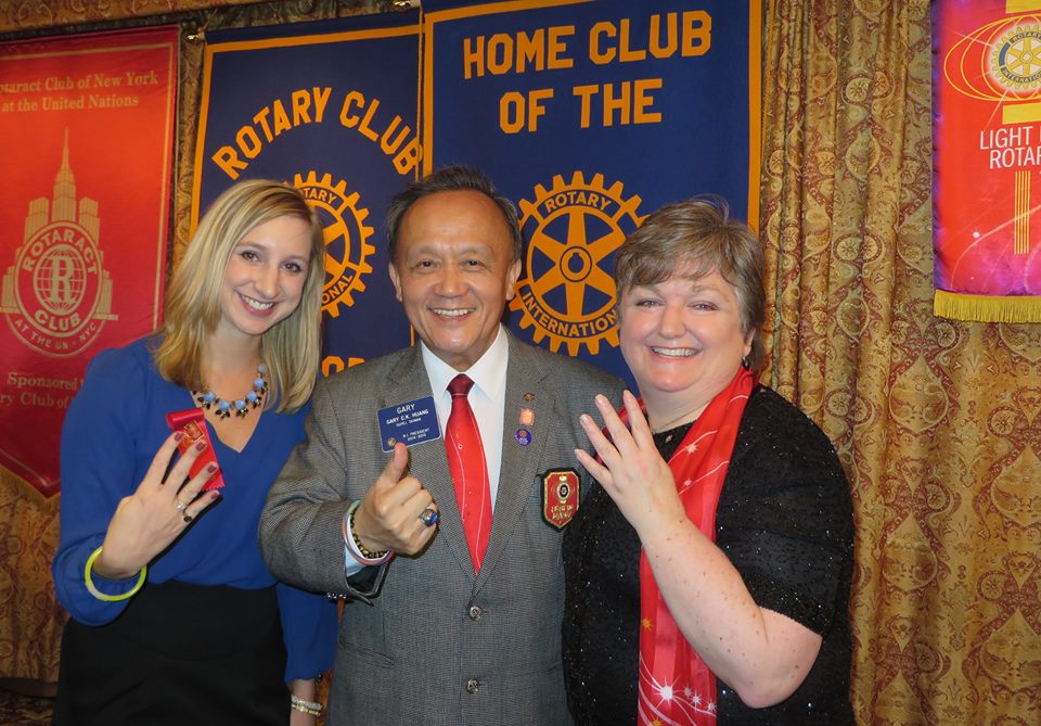Genevieve Pritchard, RI President Gary Huang, and Mary Shackleton